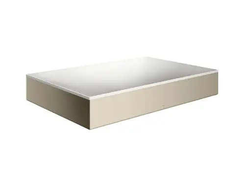 AXOR Waschbeckenaufsatz mit einem flachen, rechteckigen Design, in einer neutralen Farbe mit glatter Oberfläche. Kein Hahnloch oder Überlauf erkennbar.